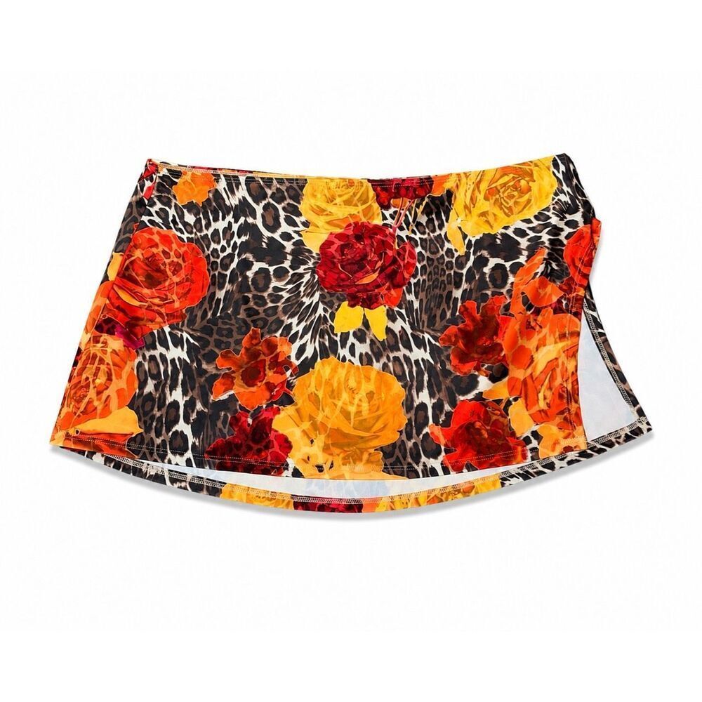 Tiger Mist Leopard Floral Swim Skirt Cover-Up Size L NWT Y2K Vacation Resort